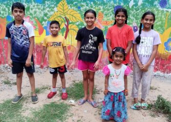 Kalakshetra Colony playground wall painted by children