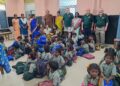 Visitors greet school children in Thiruvanmiyur