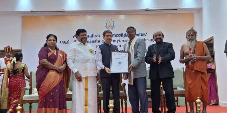 G. Dhanapal Honored with ‘Silambam Semmal Virudhu’ by Tamil Nadu Governor