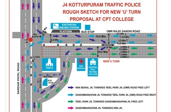Traffic Diversion  at Madhya Kailash Junction