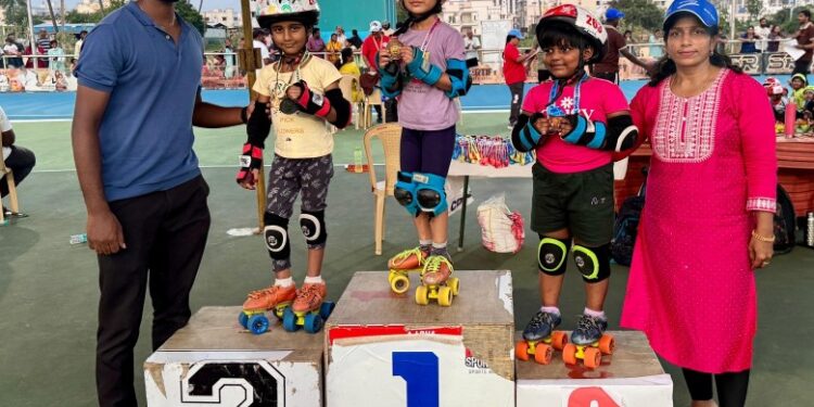 LKG student Rivka wins double gold at skating championship