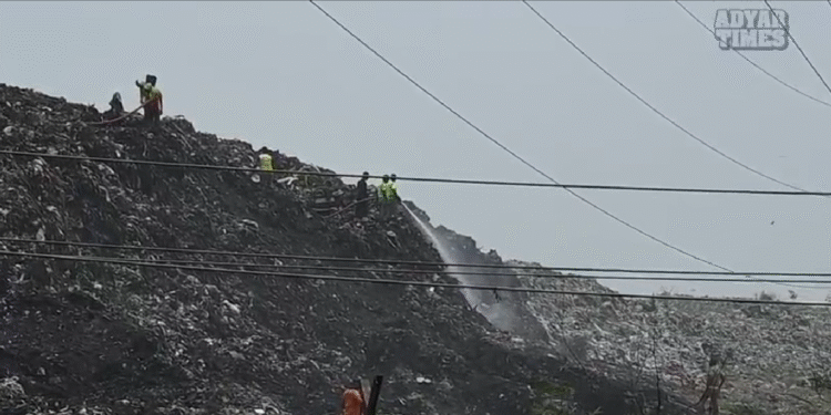 Massive fire breaks out at Perungudi Garbage Dump Yard in Chennai