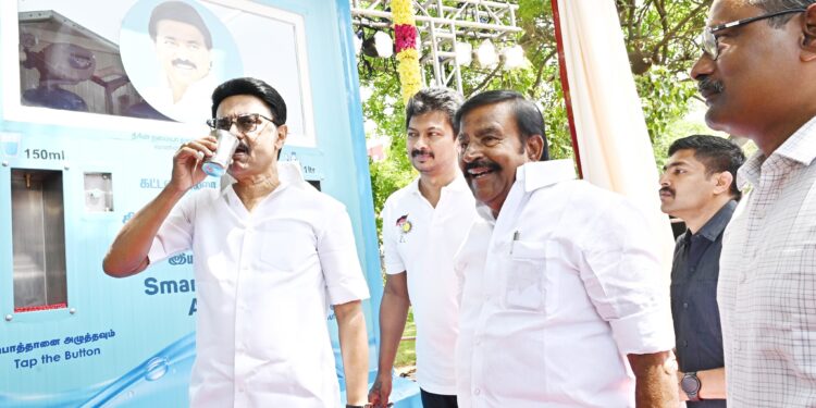 CM unveils 50 free water dispensing machines across Chennai