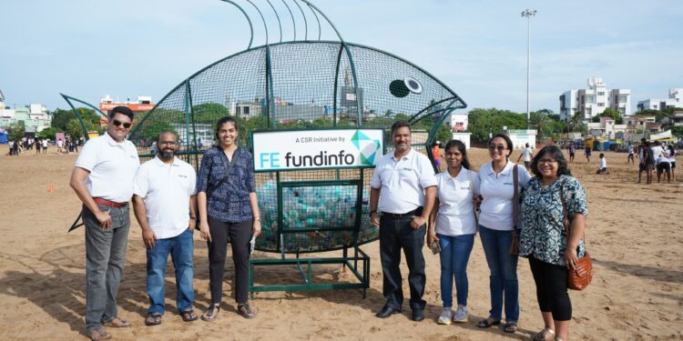 FEfundinfo installs fish-shaped dustbin to combat plastic pollution at Elliot’s Beach