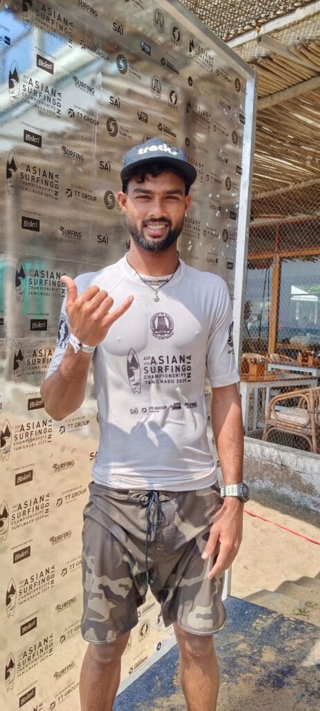 Ramesh Budihal claimed bronze with 12.60, becoming the first Indian surfer to win a medal at the Asian Surfing Championships